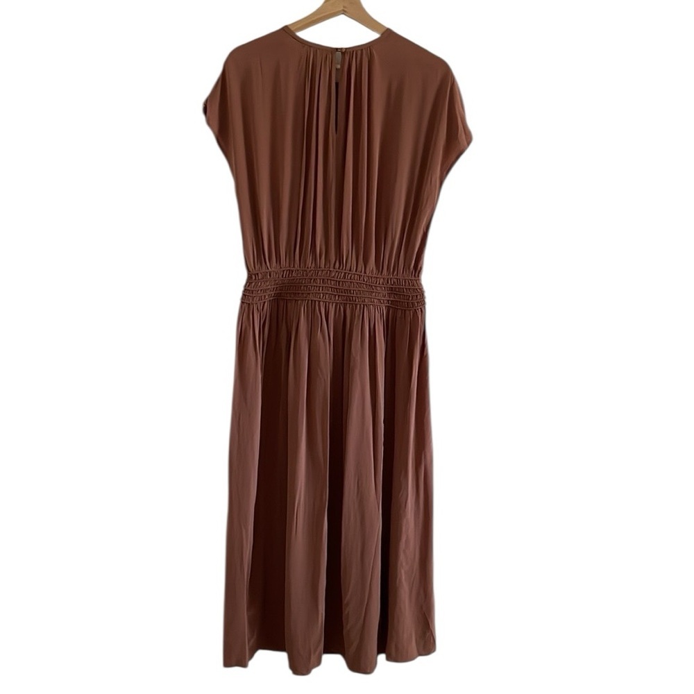 Everlane The Gathered Midi Dress Women’s Size‎ Medium Elastic Waist Carob Brown - Picture 3 of 8